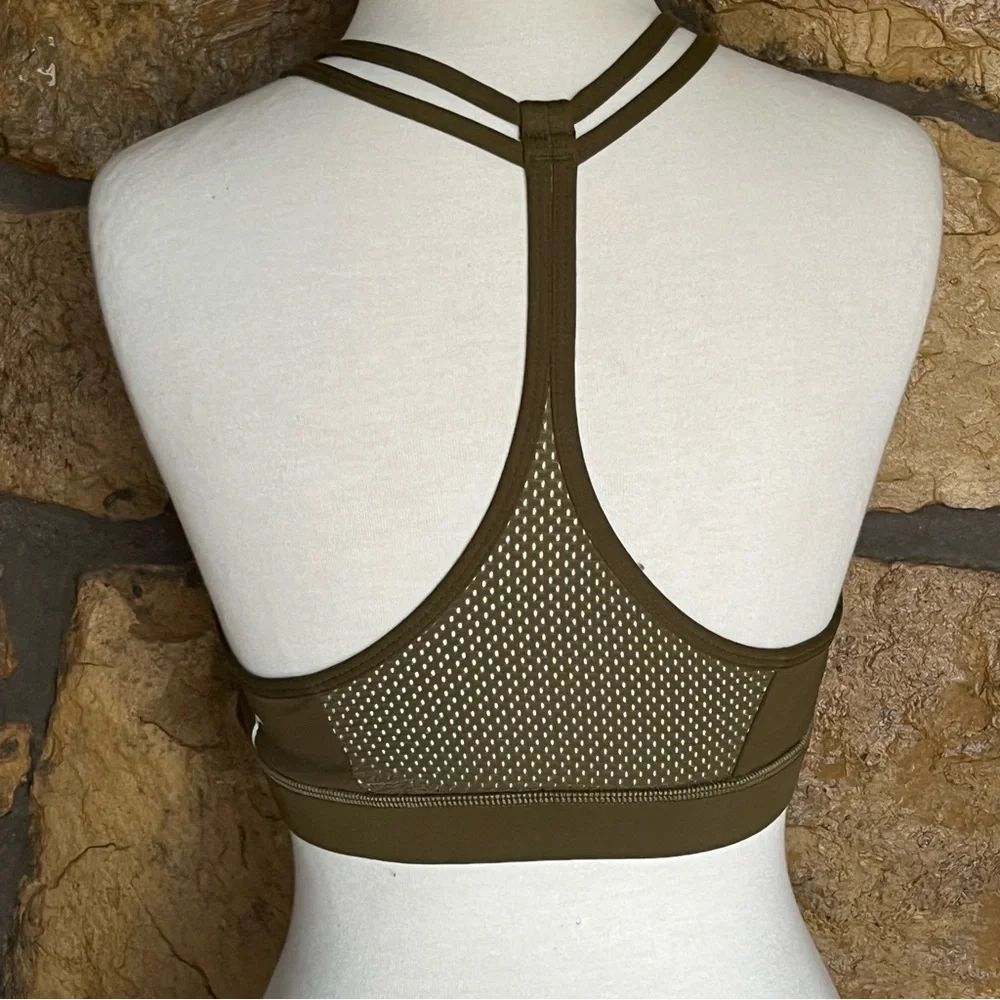 Like New!! Women's Zyia Active Olive Green Grid Sports Bra - Size Large - Picture 8 of 16